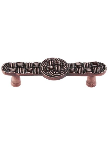 Classic Weave Cabinet Pull in Antique Copper.
